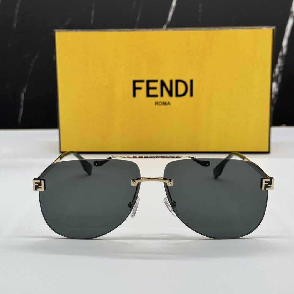 NEW FENDI GOLD GREEN UNISEX SUNGLASSES FENDI FE40115U 32N